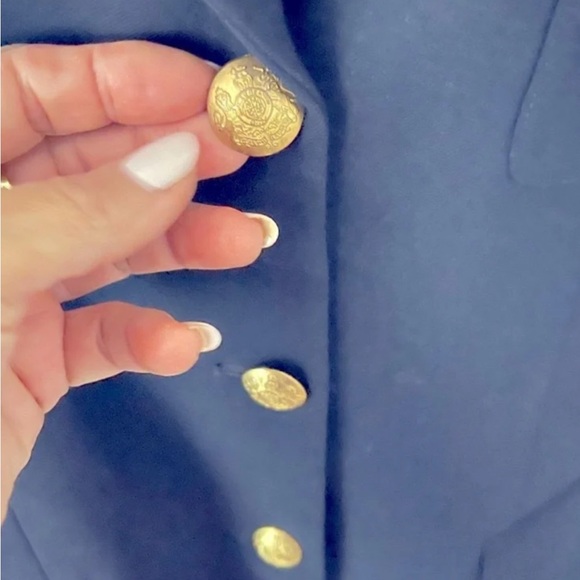 Ralph Lauren Women's Dark Blue Wool Blazer with Crest in size 6 - Picture 4 of 13